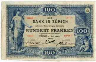 Zrich 100 Francs, 1883-1890