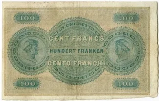 Zrich 100 Francs, 1883-1890 reverse